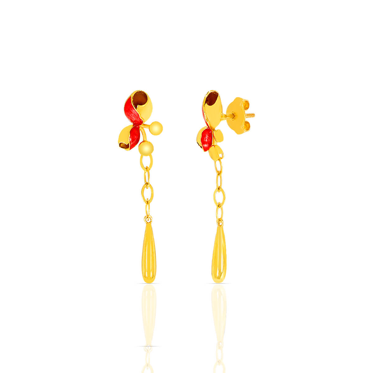 Elegant Cascade Gold Dangler Earrings with Free Gold Coin