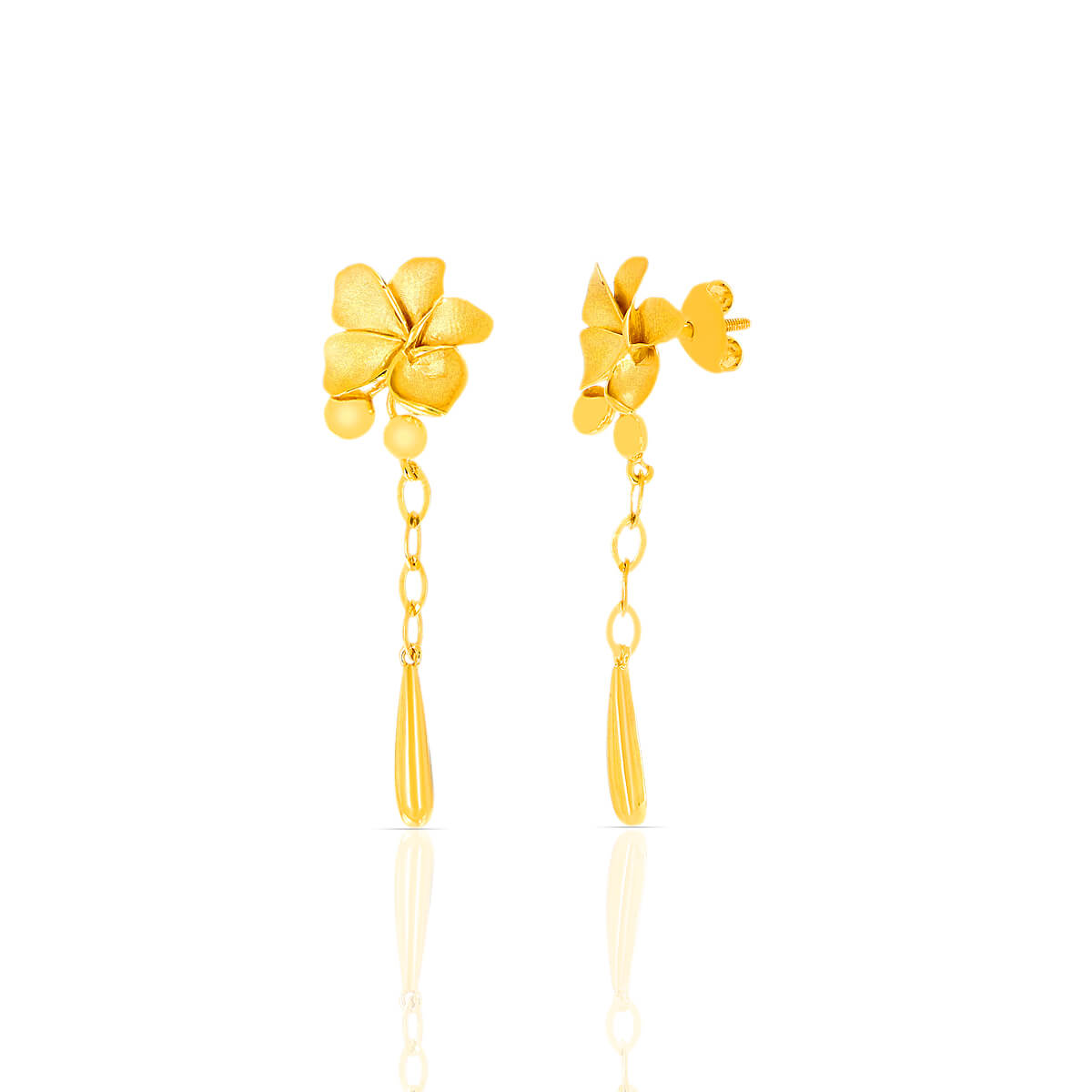 Golden Cascade Dangler Gold Earrings with Free Gold Coin