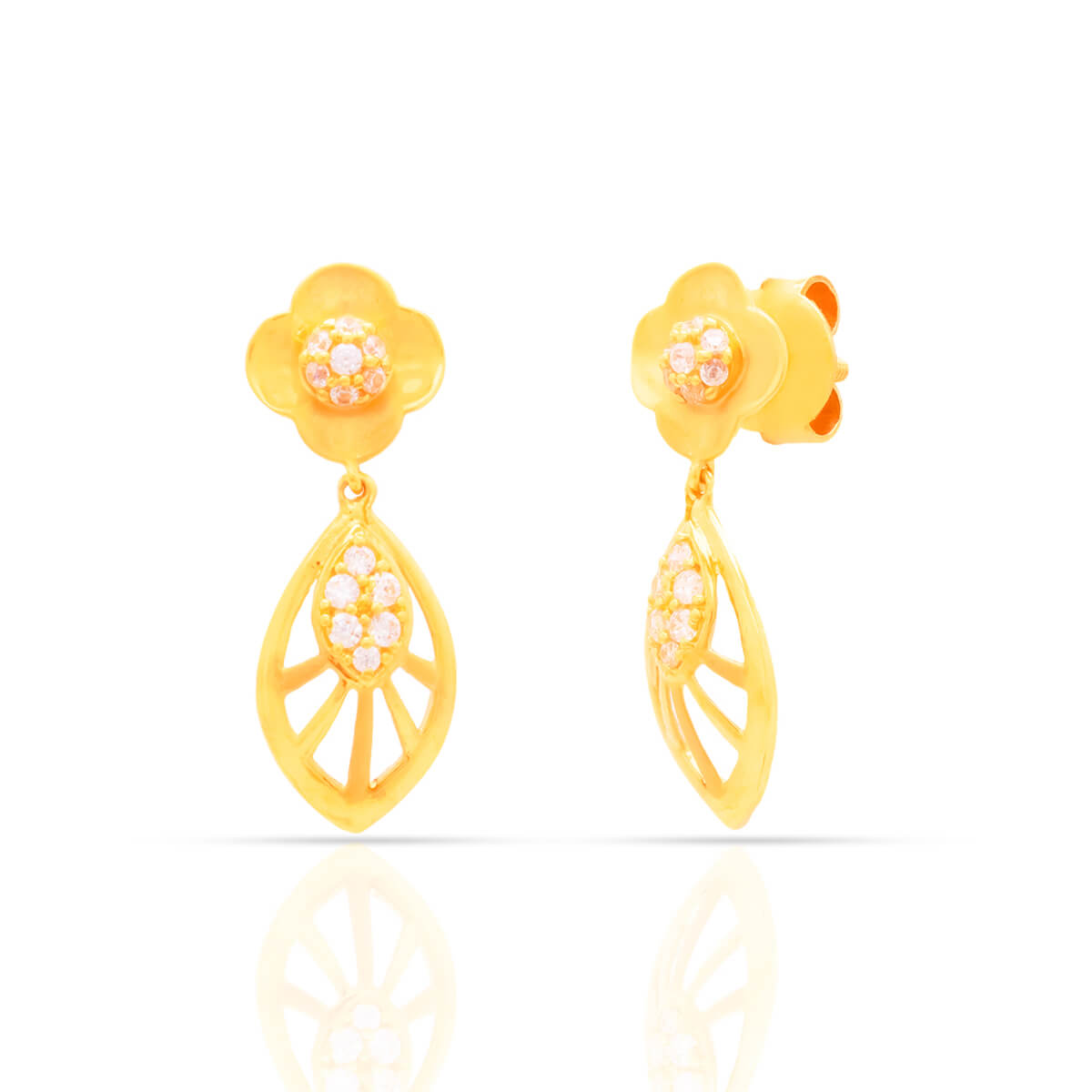 Elegant CZ Gold Dangler Classic Beauty