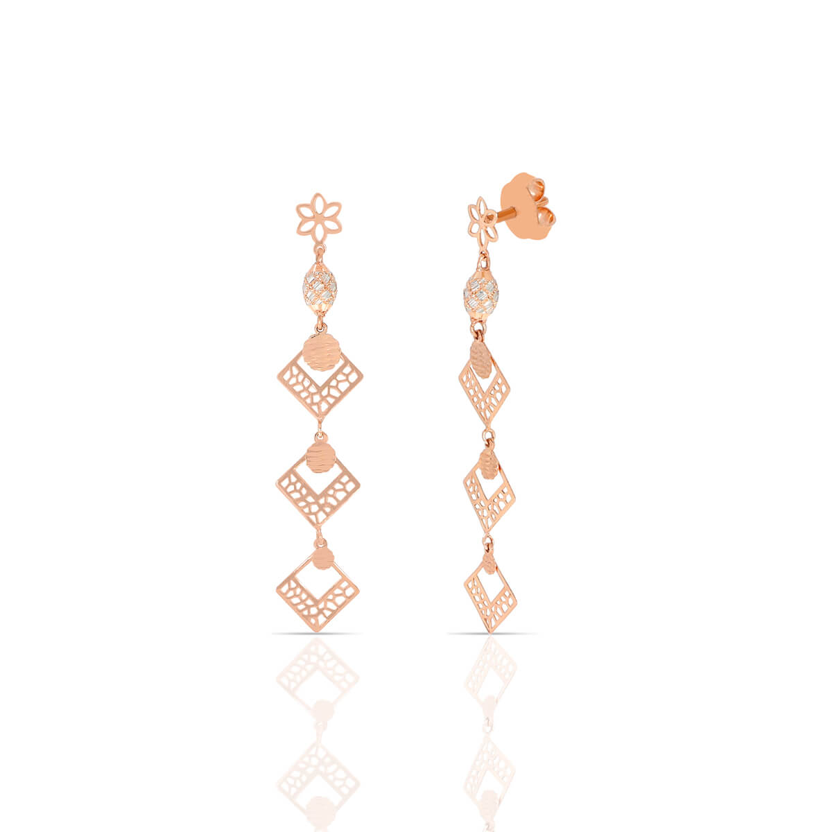 Rose Radiance Dangle Gold Earrings