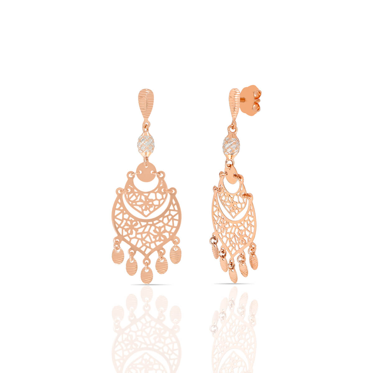 Swinging Rose Gold Dangle Earrings with Free Gold Coin