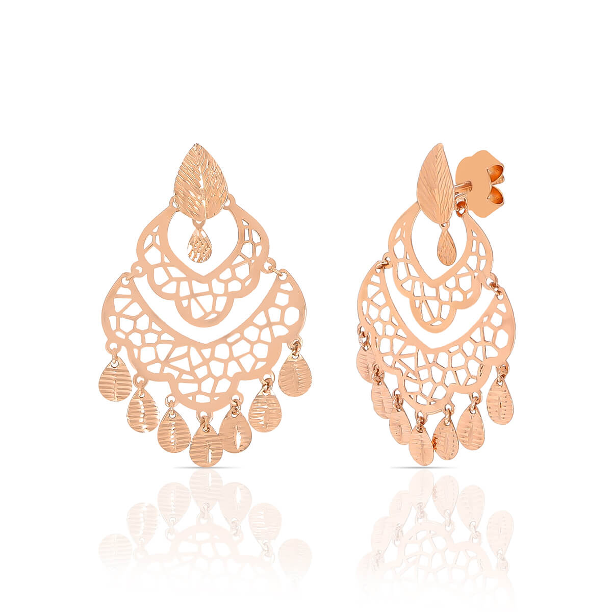 Timeless Elegance Dangler Rose Gold Earrings with Free Gold Coin