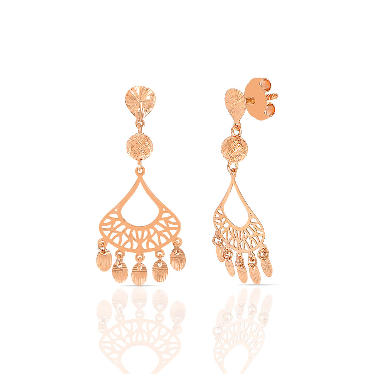 Glimmering Rose Gold Dangles Earrings with Free Gold Coin