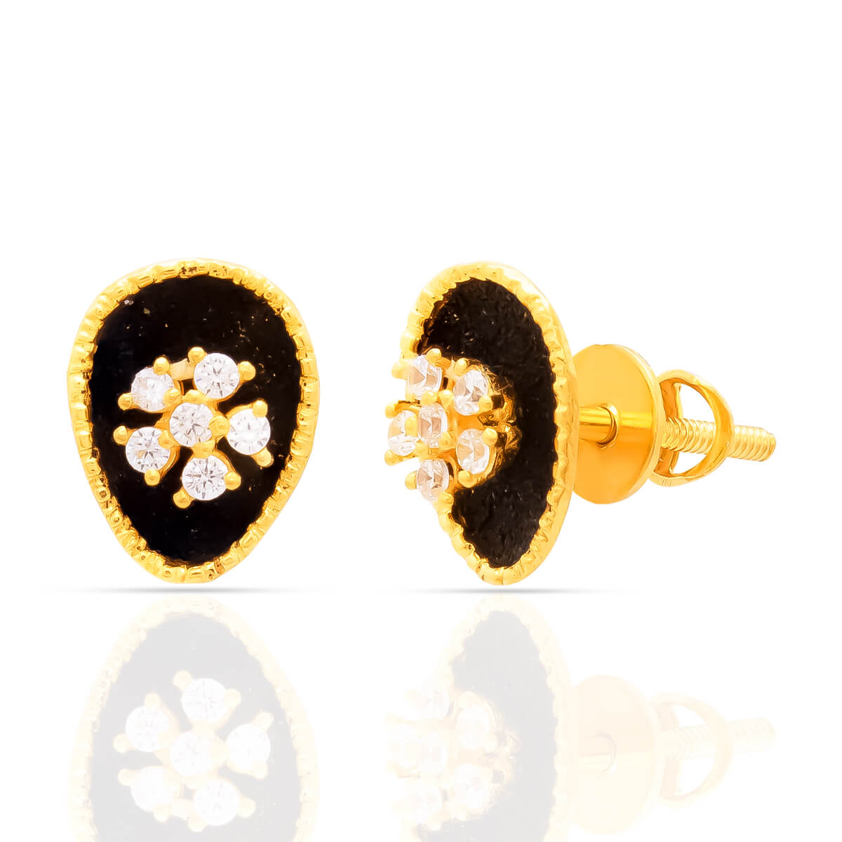 Golden Oval Elegance Studs Earrings with Free Gold Coin