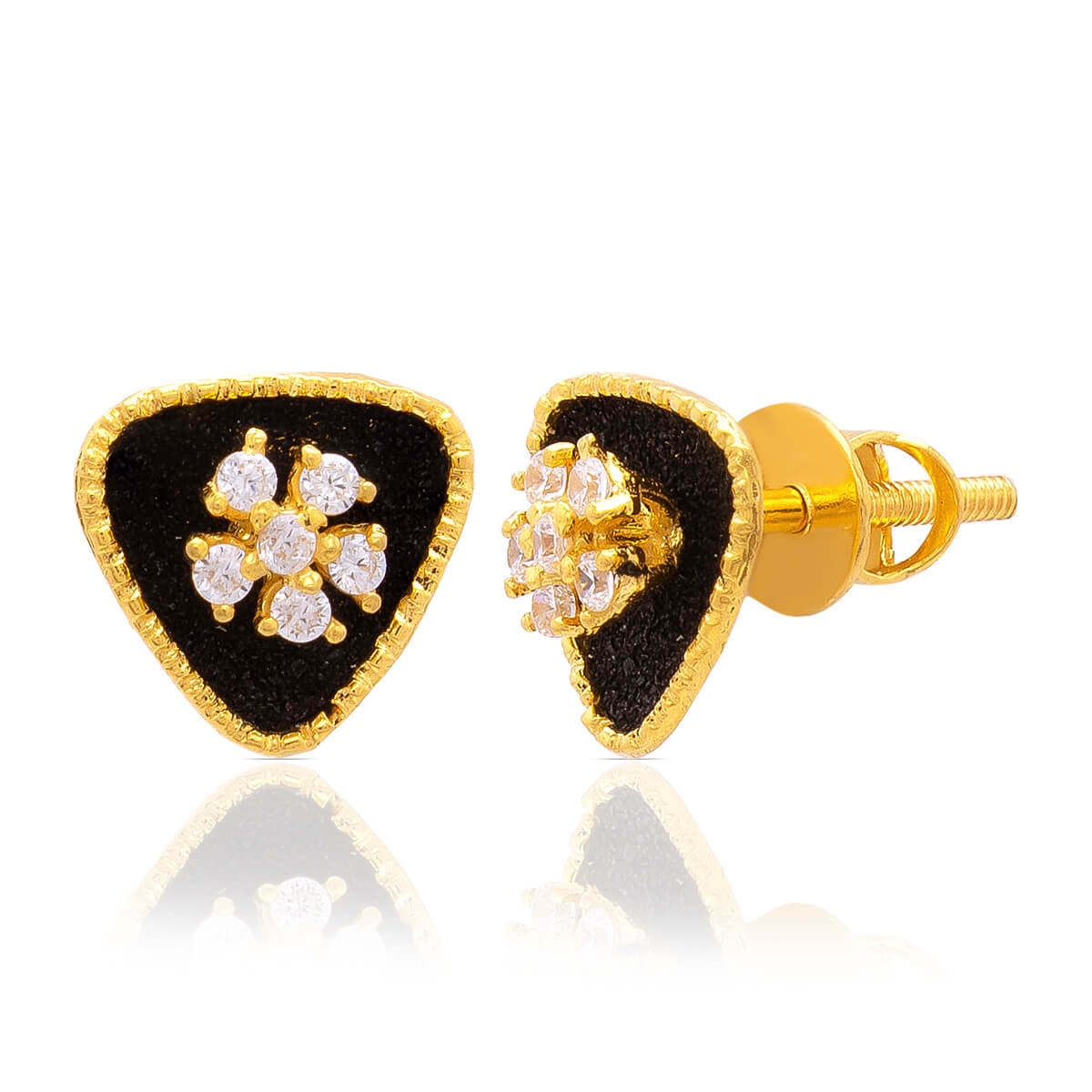 Gleaming Gold Triangle Studs Earring with Free Gold Coin