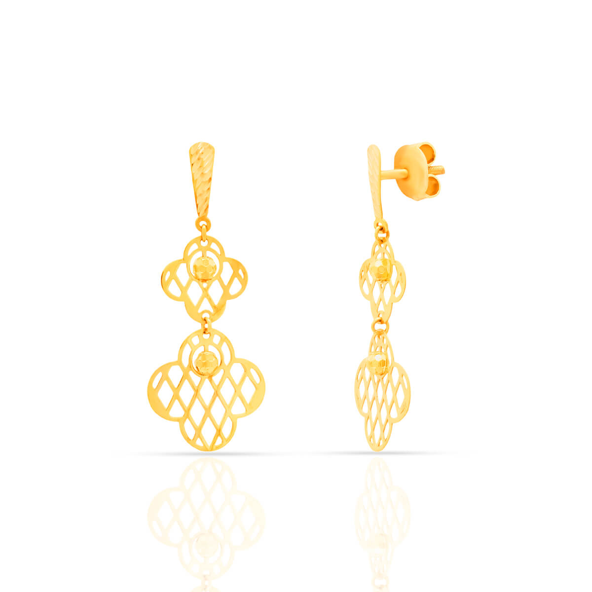 Majestic Jali Square Dangles Earrings with Free Gold Coin