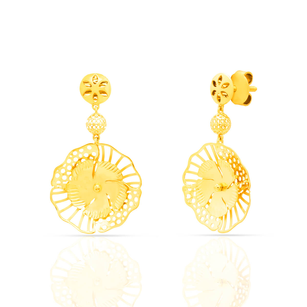 Elegant Drape Gold Dangler Earrings with Free Gold Coin