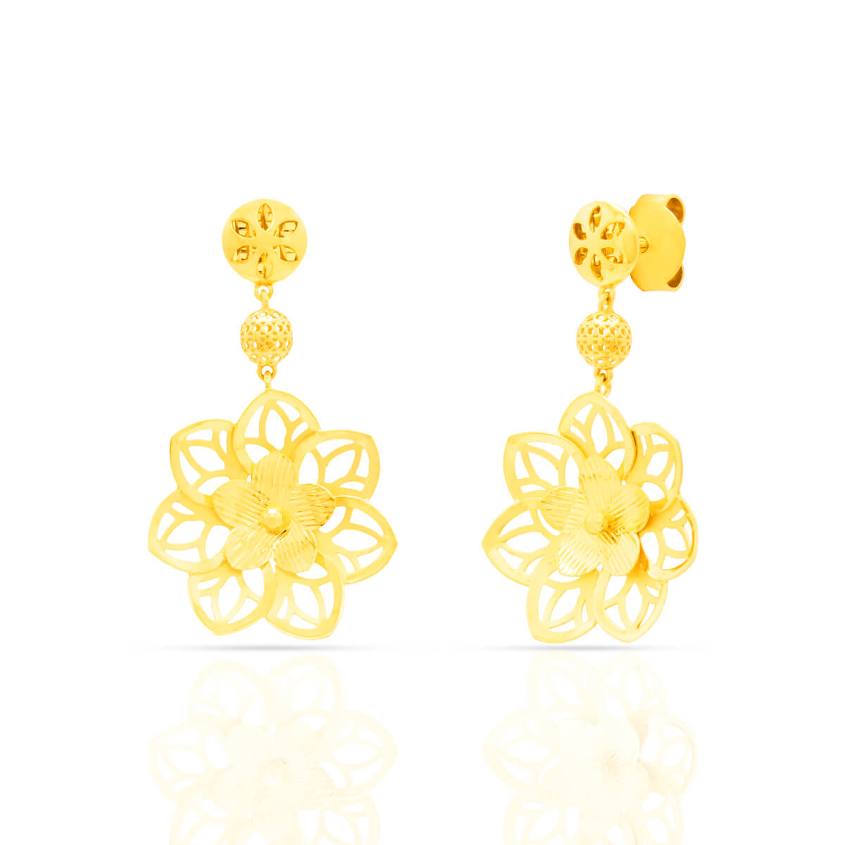 Dazzling Droplets Gold Dangler Earrings with Free Gold Coin