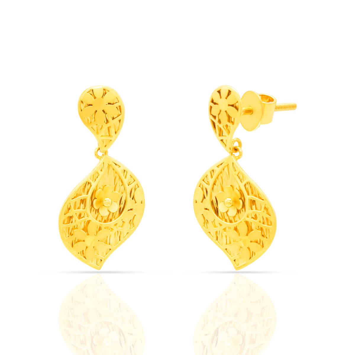 Enchanting Gold Jali Work Dangle Earrings with Free Gold Coin