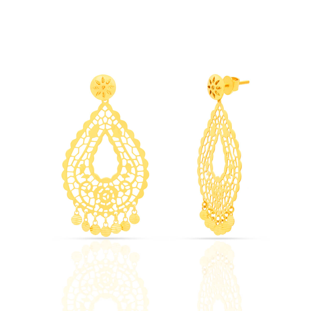 Golden Glamour Dangler Gold Earrings with Free Gold Coin