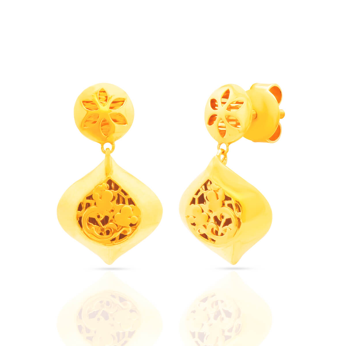 Understated Floral Dangles Earrings with Free Gold Coin