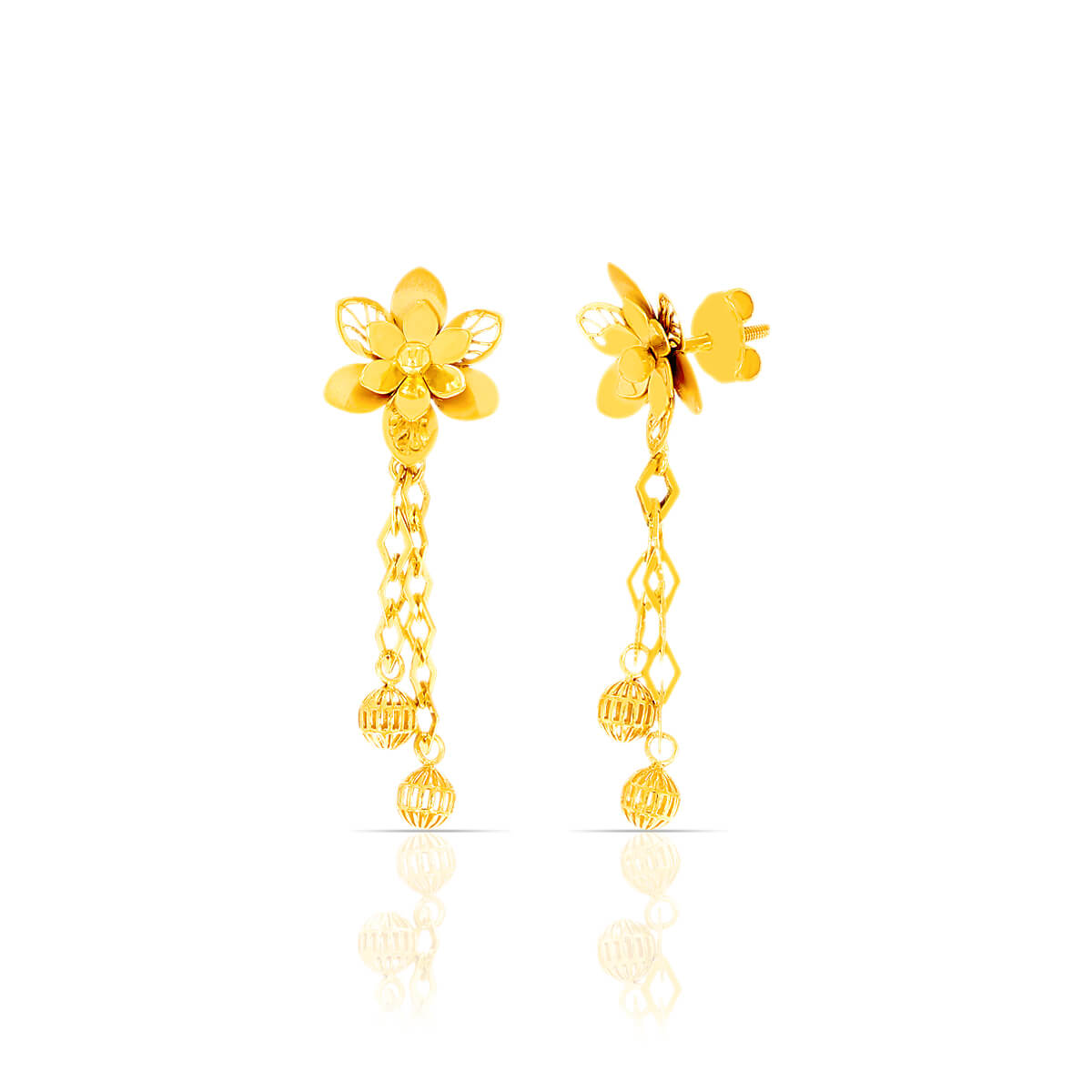 Hanging Floral Fantasy Gold Earring