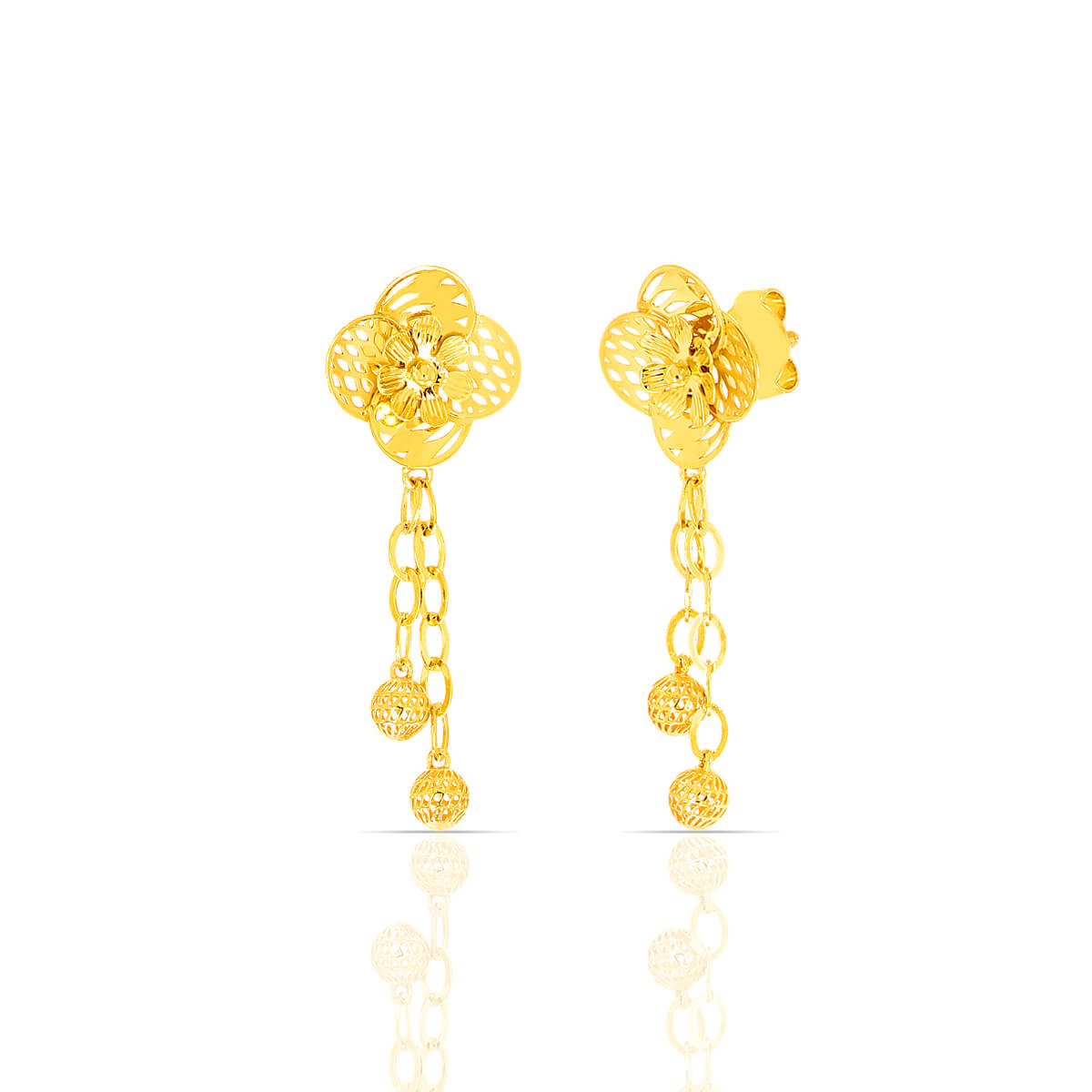 Floral Finesse Gold Dangle Earring with Free Gold Coin