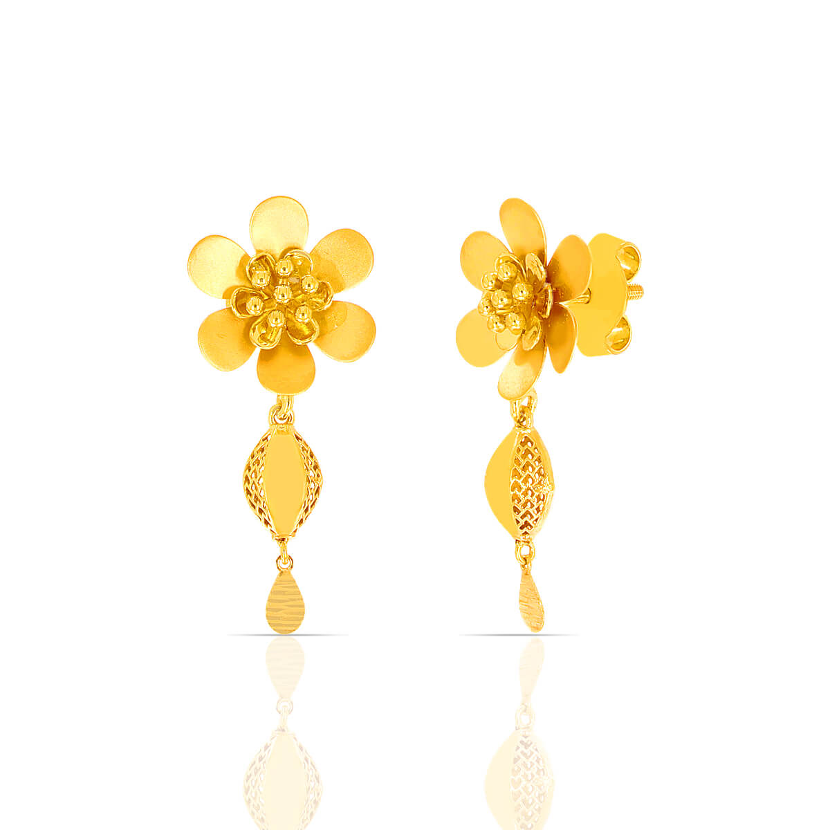 Floral Filigree Gold Drop Earrings with Free Gold Coin