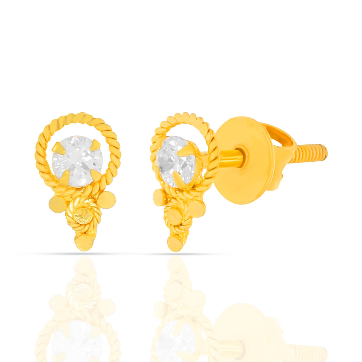 Cute CZ 22kt Gold Kids' Stud Earrings