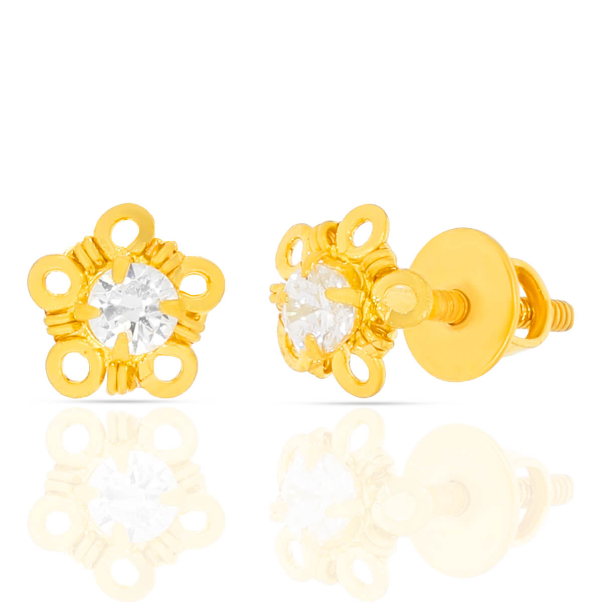 Elegant Gold Single CZ Studs with Free Gold Coin