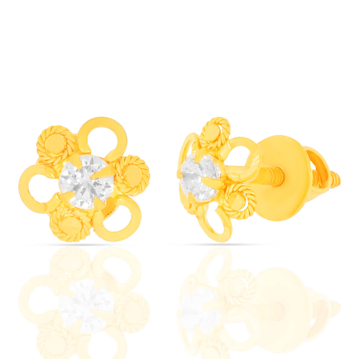 Chic Gold CZ Stone Studs with Free Gold Coin