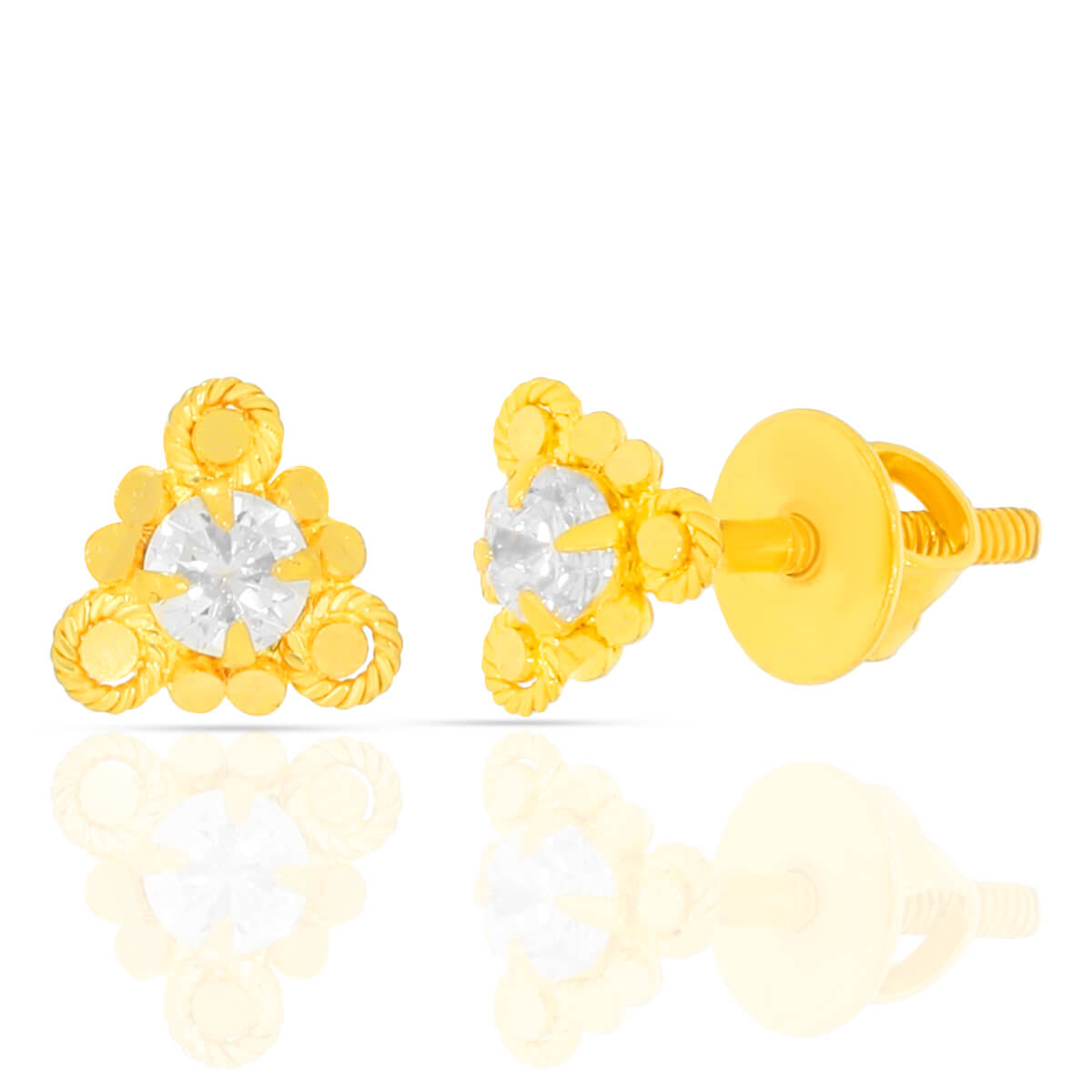 Classic Gold CZ Solitaire Dangle Earrings with Free Gold Coin