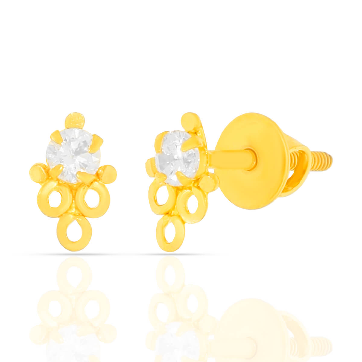 Intricate Gold CZ Single Cluster Earrings