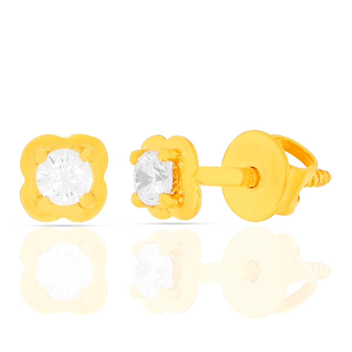 Sleek Gold CZ Solitaire Studs with Free Gold Coin