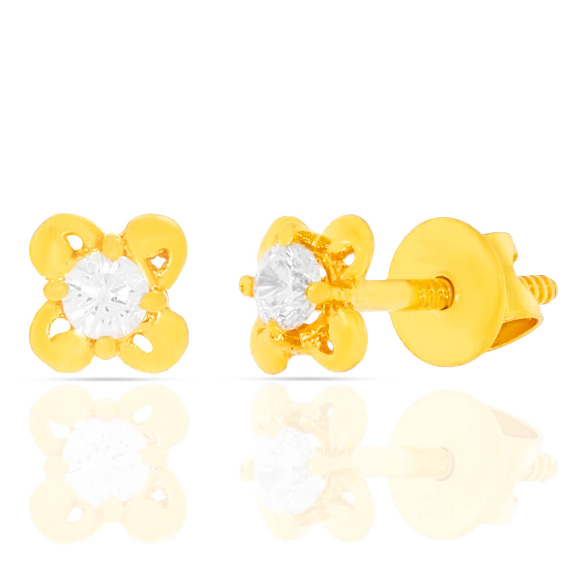 Minimalist Single CZ Gold Earrings with Free Gold Coin