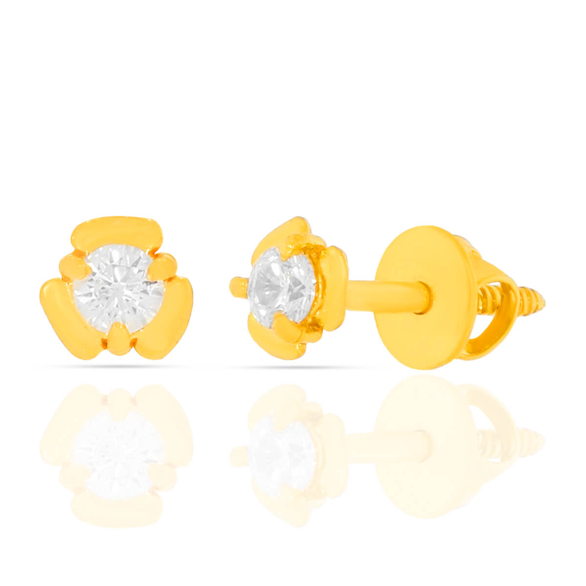 Brilliant Single CZ Gold Studs with Free Gold Coin