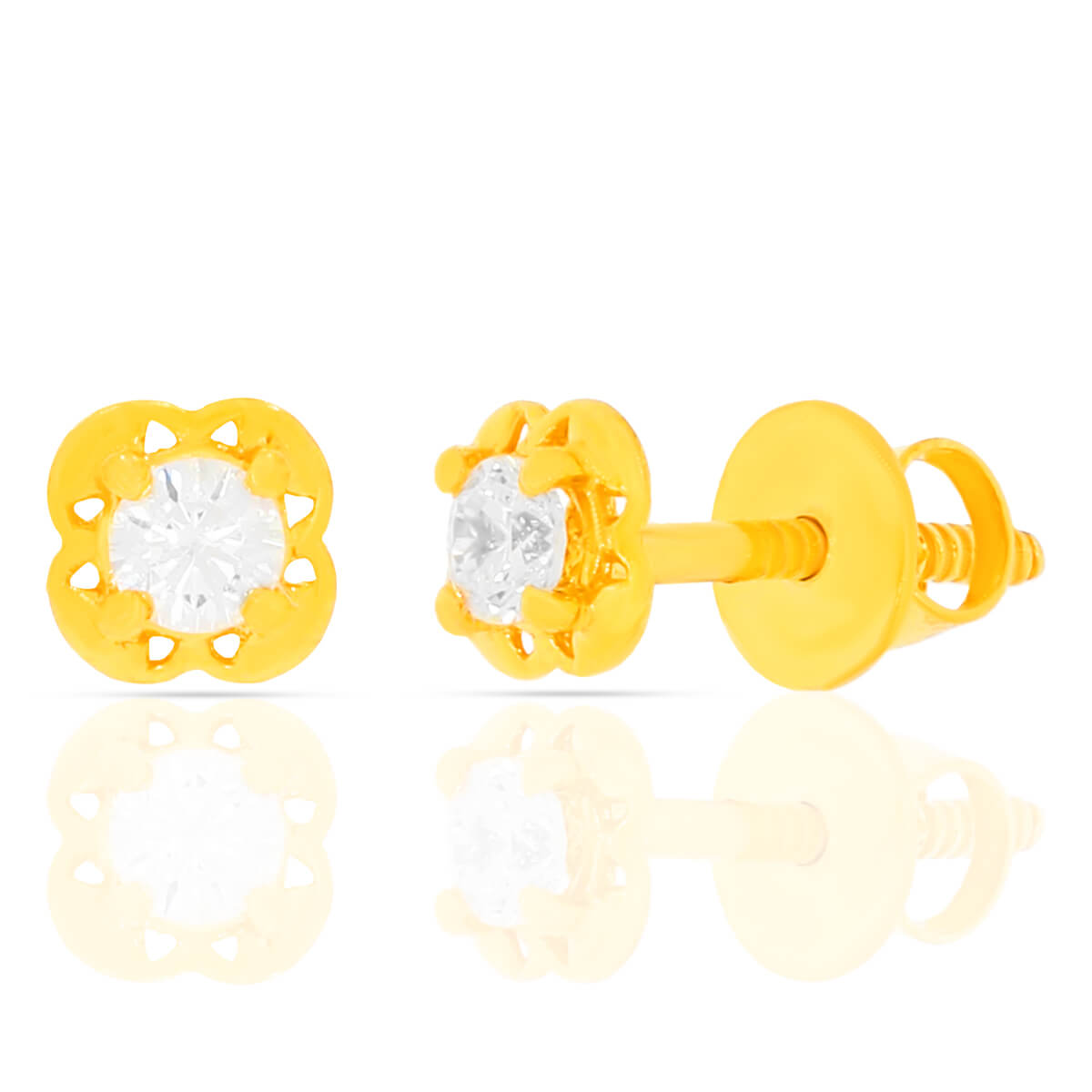 Chic Gold Single CZ Earrings with Free Gold Coin