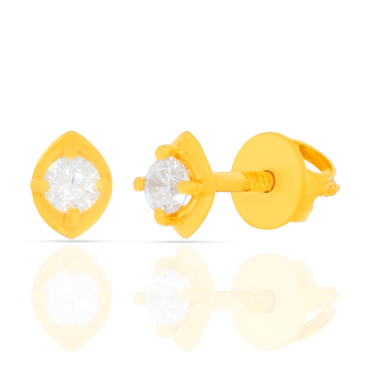 Petite Single CZ Gold Studs with Free Gold Coin