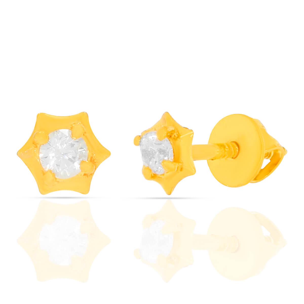 Gleaming Gold CZ Solitaire Earrings with Free Gold Coin