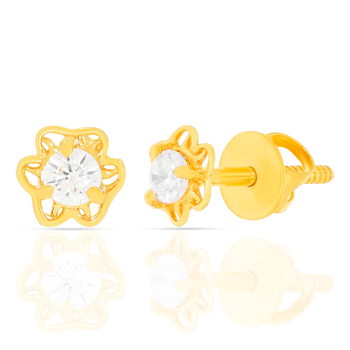 Timeless Single CZ Gold Studs with Free Gold Coin