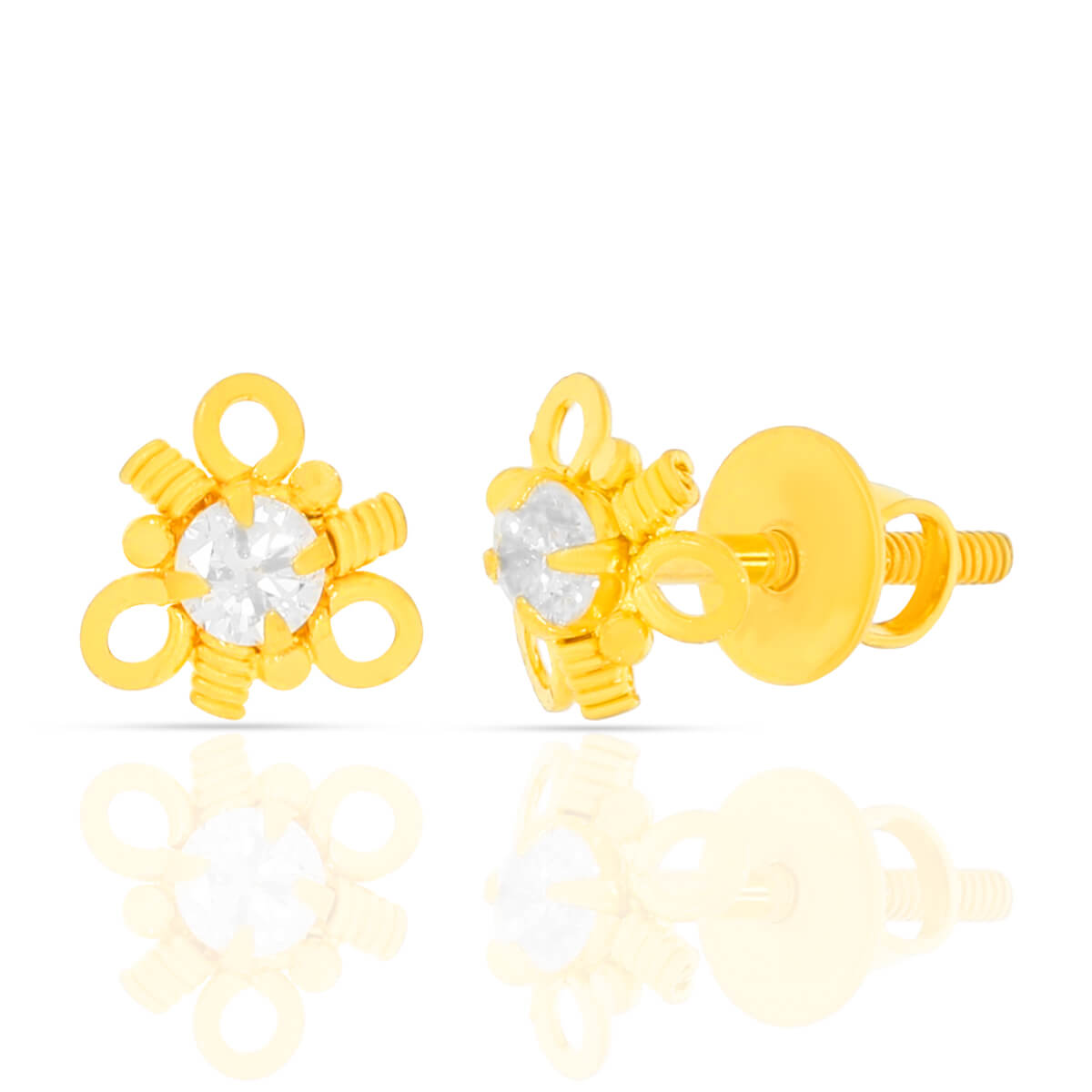 Stylish Single CZ Gold Drop Earrings