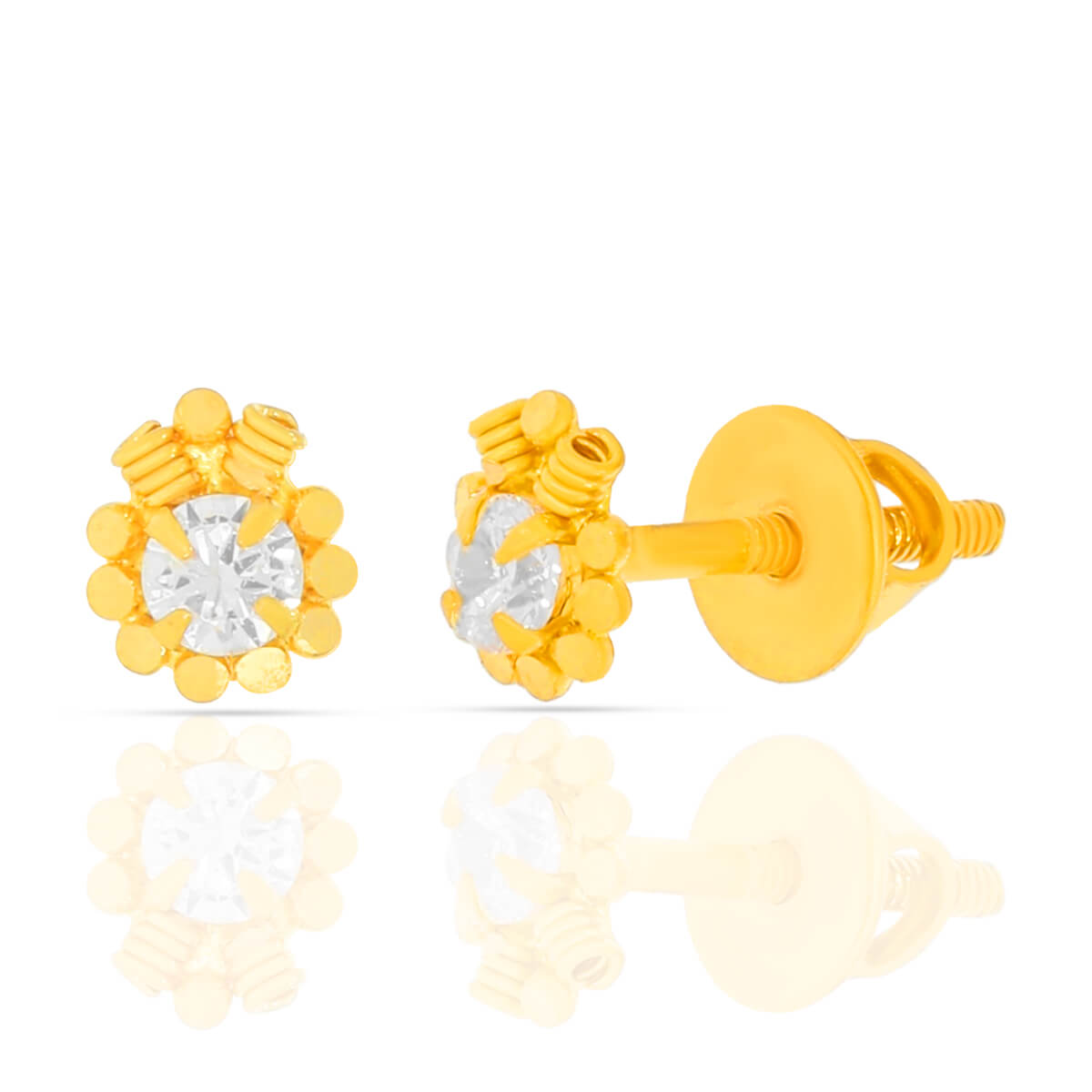 Refined Single CZ Gold Earrings