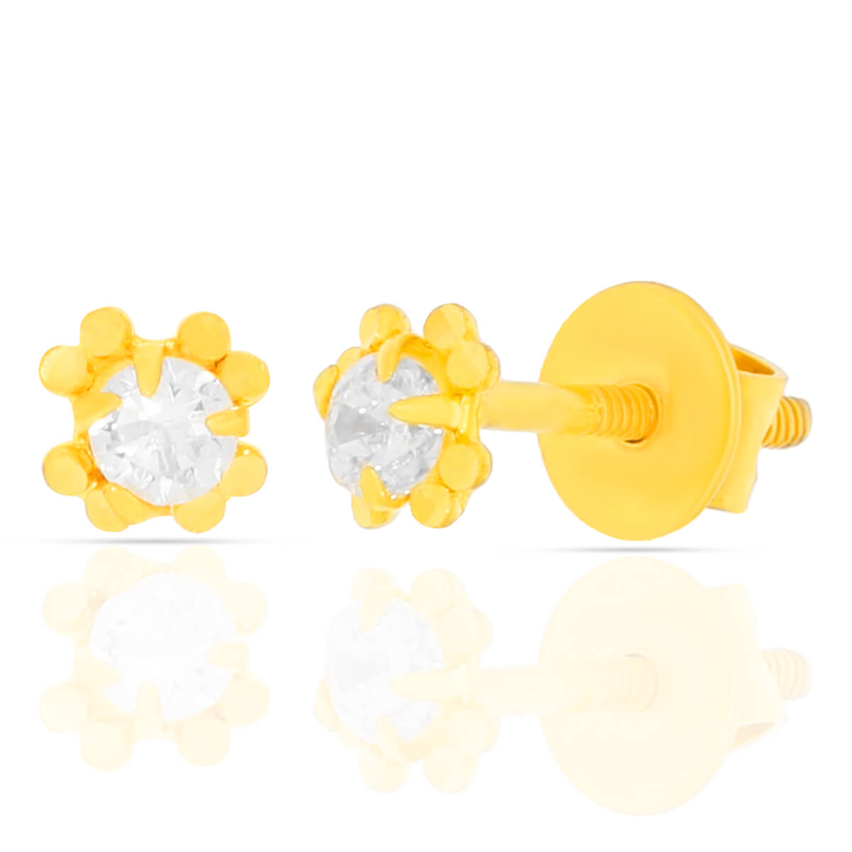 Sparkling Gold CZ Solitaire Studs with Free Gold Coin