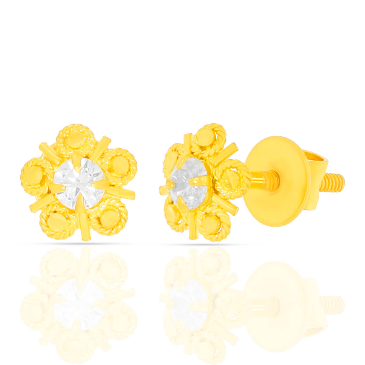 Graceful Gold CZ Single Stud Earrings with Free Gold Coin