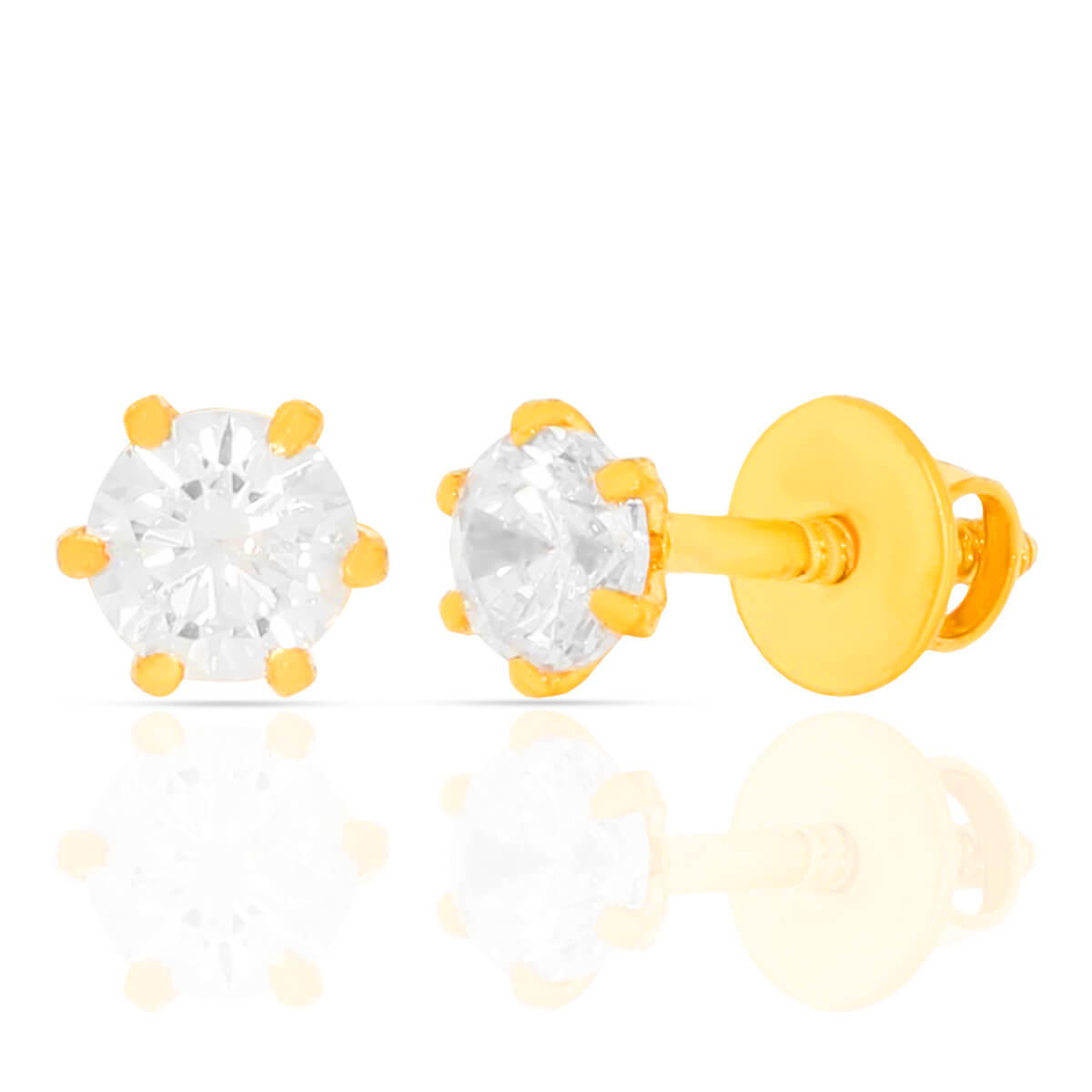 Elegant Single CZ Gold Earrings with Free Gold Coin