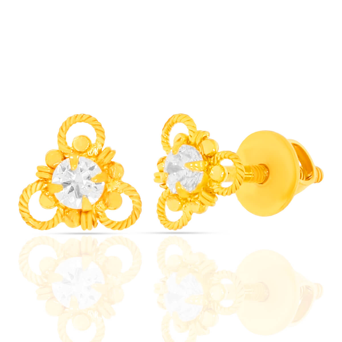 Radiant Gold CZ Single Earrings with Free Gold Coin