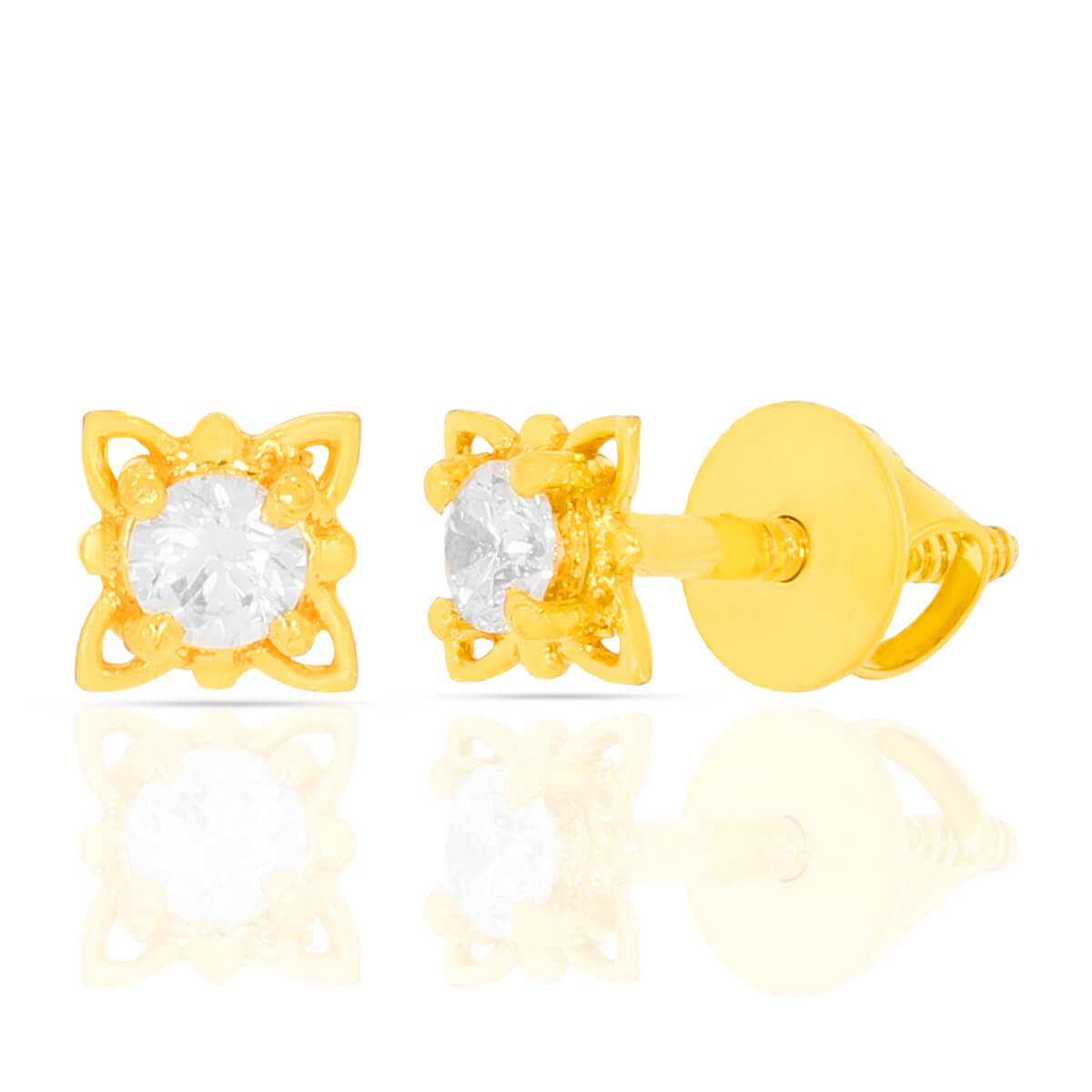 Timeless Gold Solitaire CZ Earrings with Free Gold Coin