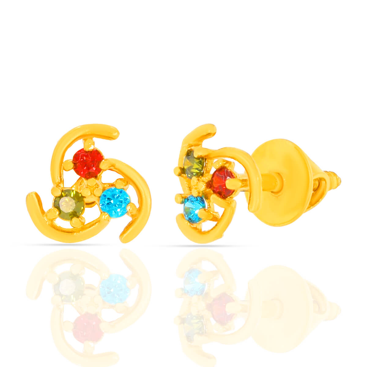 Stylish Everyday Colored Stone Studs with Free Gold Coin