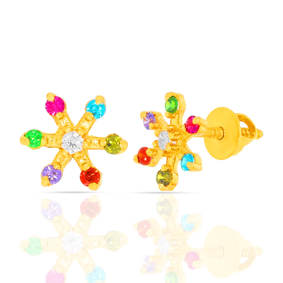 Playful Everyday Gemstone Stud Earrings with Free Gold Coin