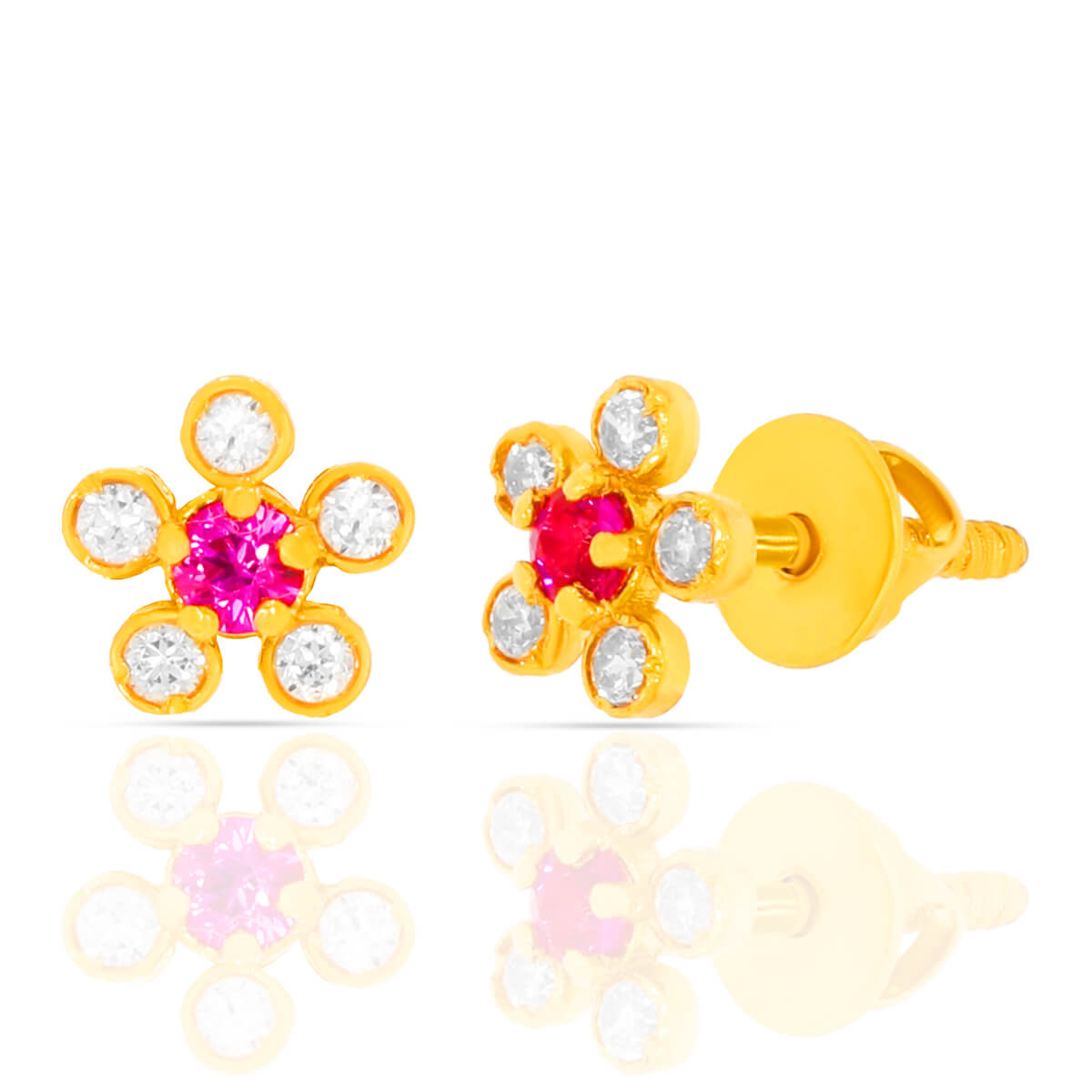 Blooming CZ Elegance Gold Stud Earring