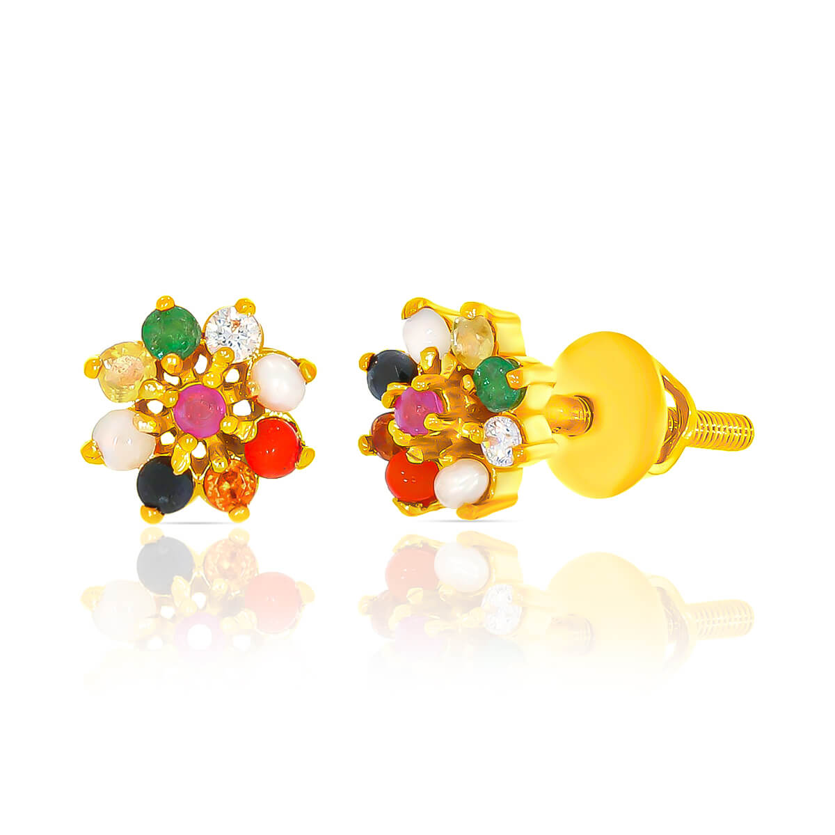 Nine Gemmed Bliss Gold Earrings with Free Gold Coin