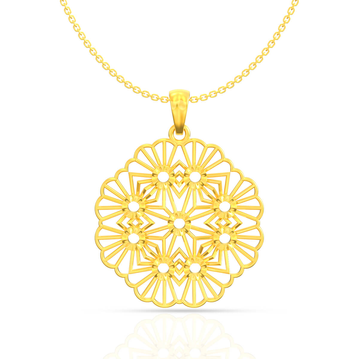 Bloom Jali Design Gold Pendant with Free Gold Coin