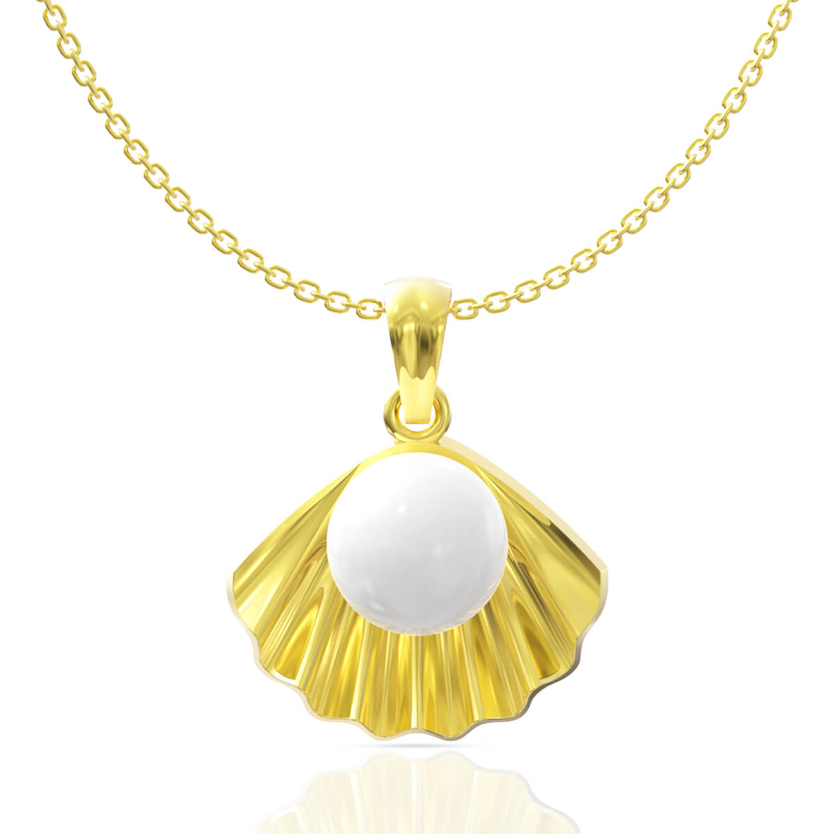 Classic Charm Pearl Shell and Gold Pendant with Free Gold Coin