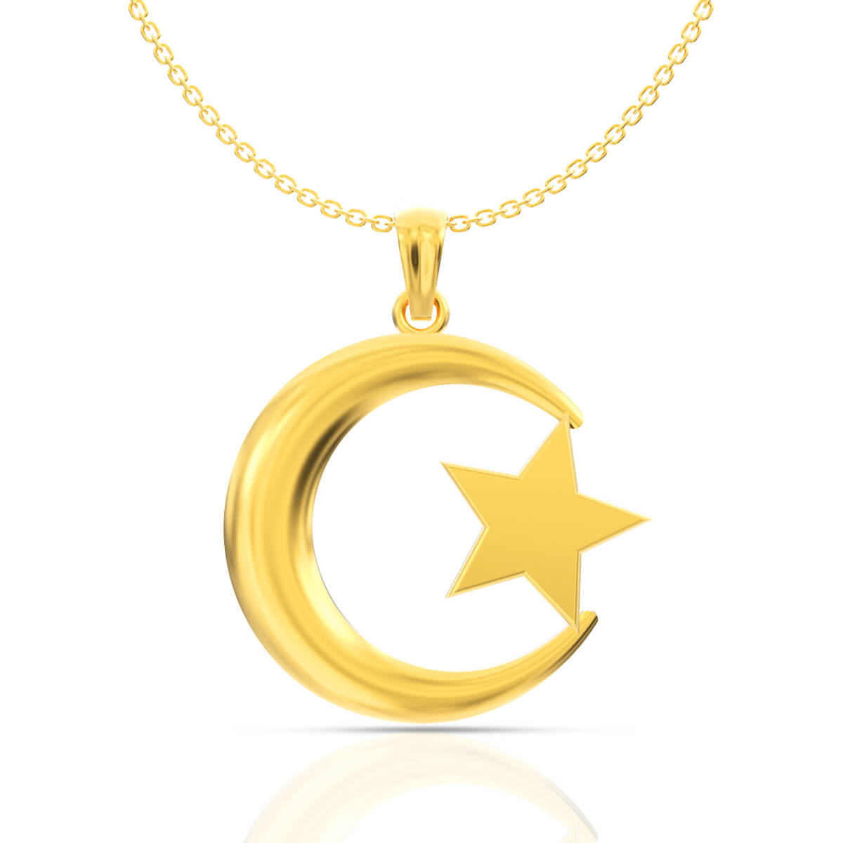 Muslim Ramjan Chand Gold Pendant with Free Gold Coin