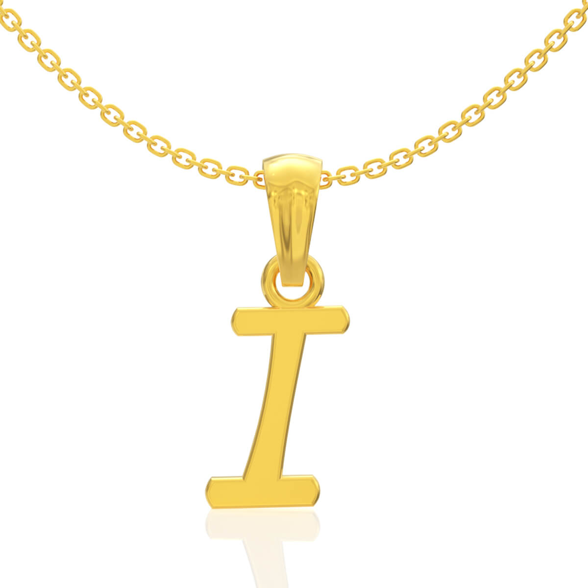 Infinite I Letter Gold Pendant with Free Gold Coin