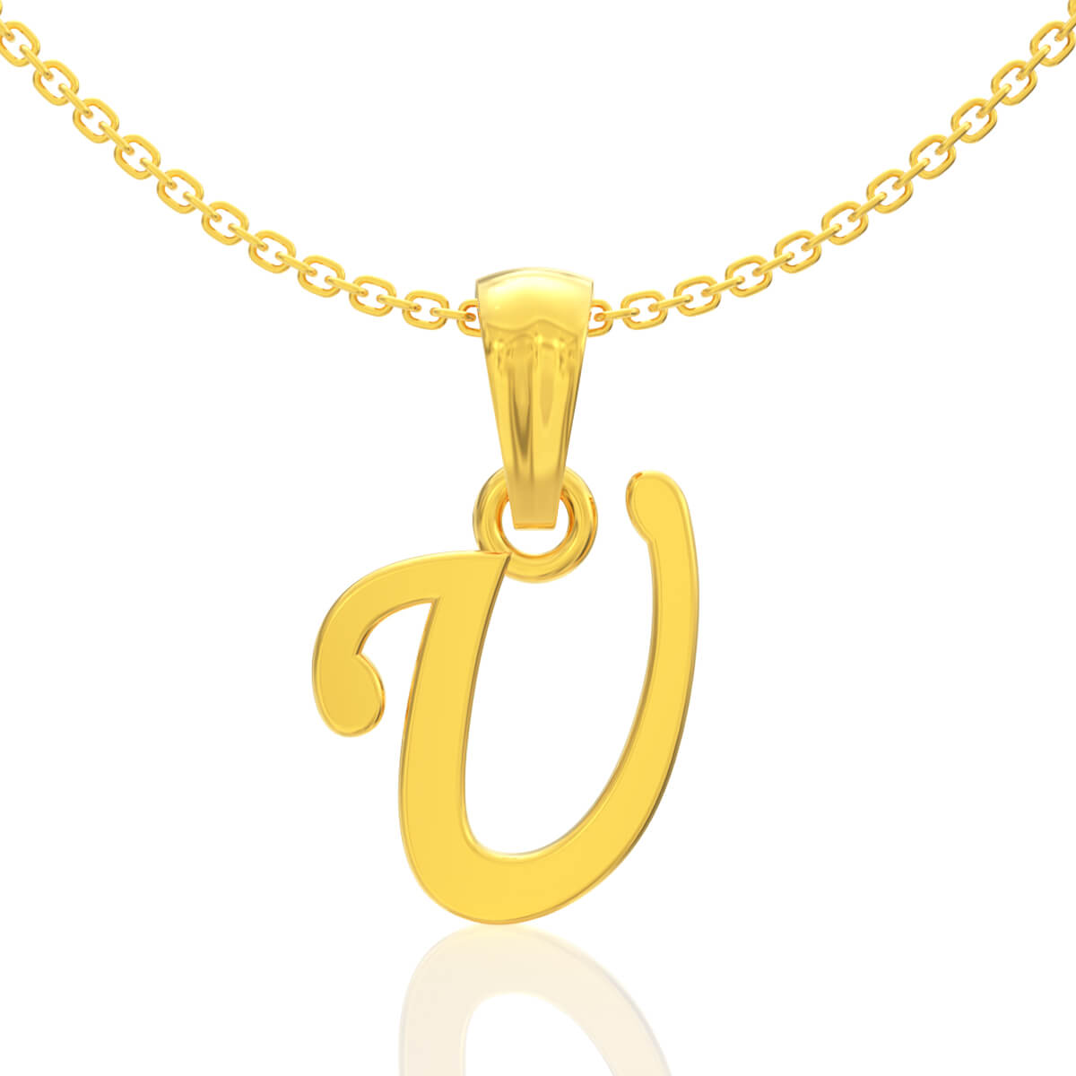 Unity U Letter Gold Pendant with Free Gold Coin