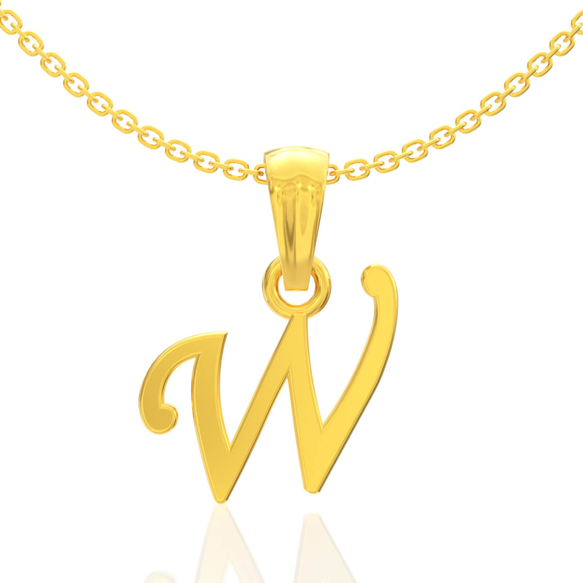 Wonder W Letter Gold Pendant with Free Gold Coin