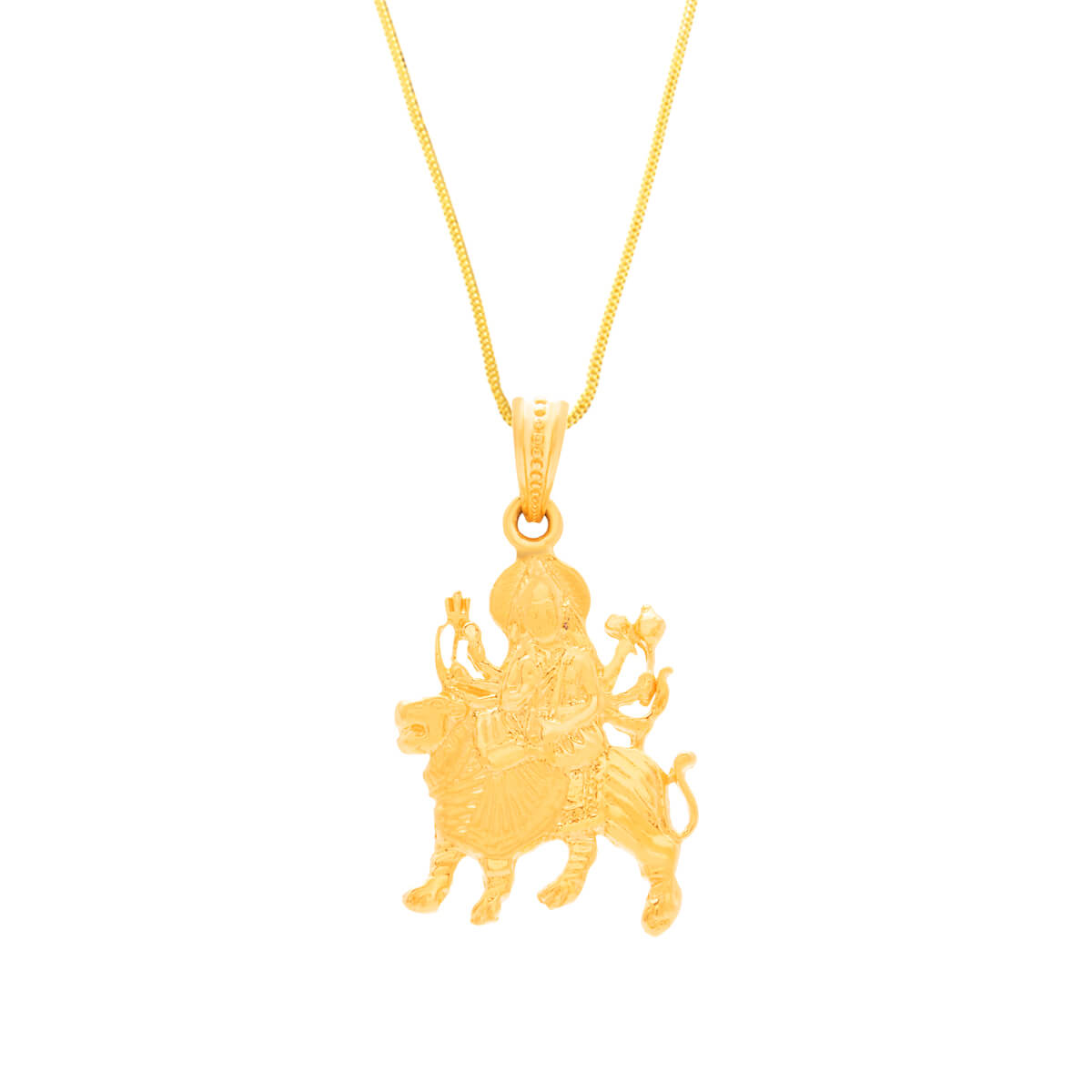 Mata Sherawali Gold God Pendant with Free Gold Coin