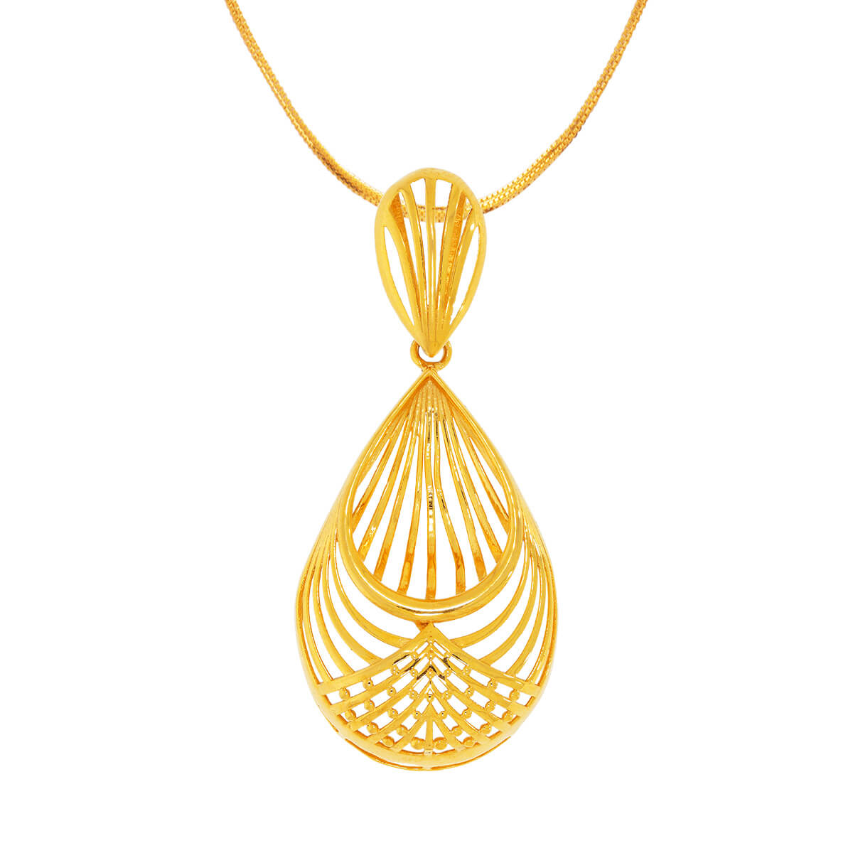 Sparkling Leaf Pattern Gold Pendant