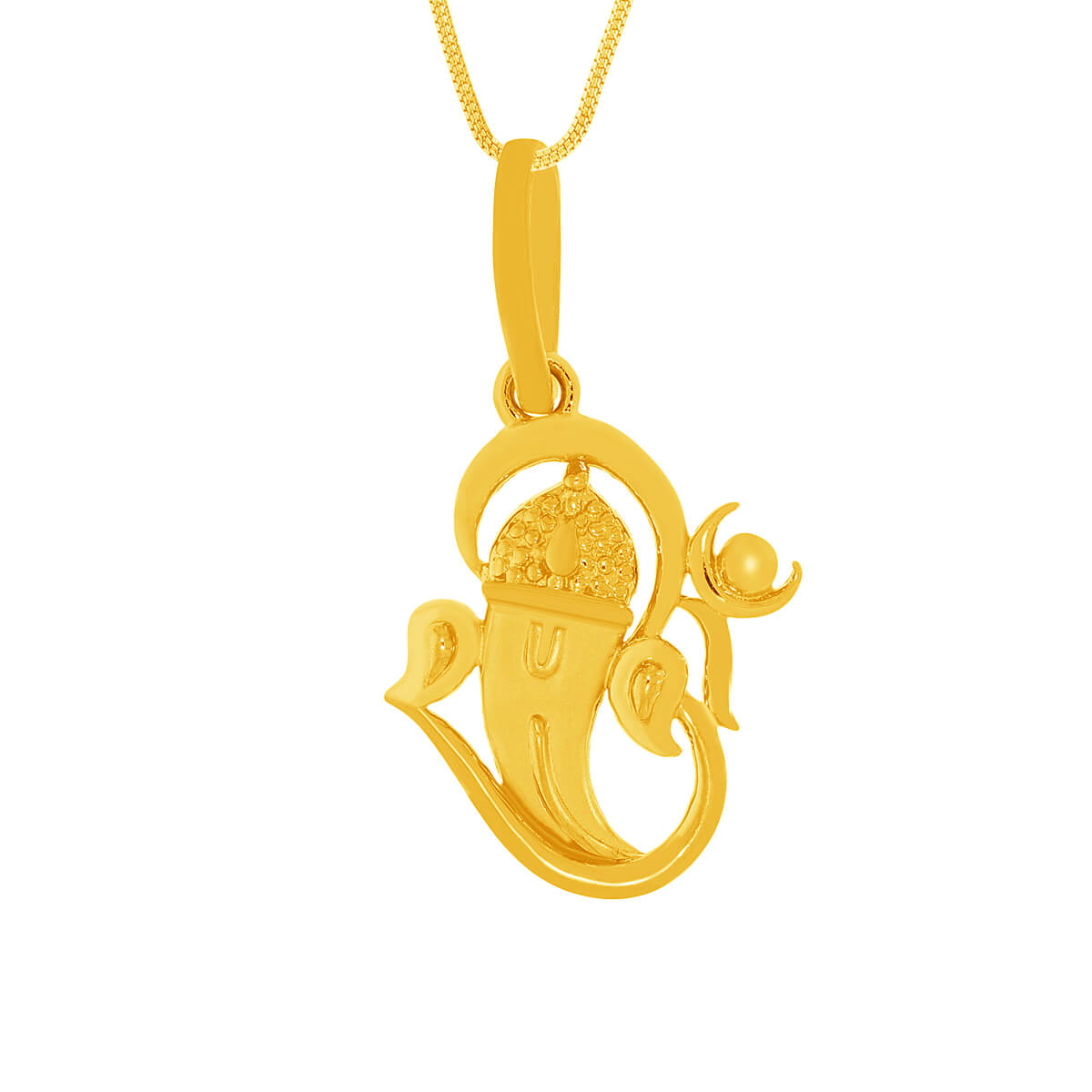 Elegant Devotion Om Ganpati God Pendant in Gold with Free Gold Coin